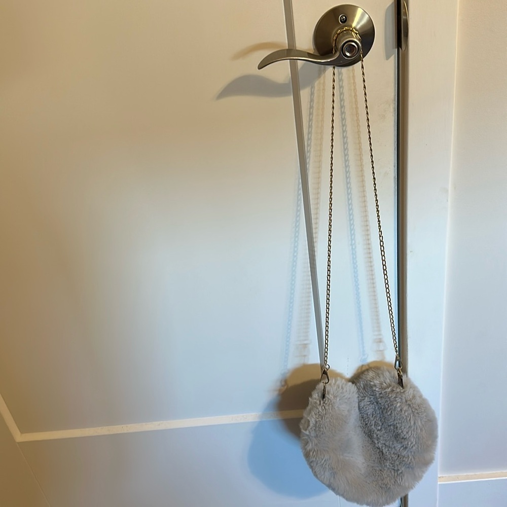 Fuzzy heart shape purse